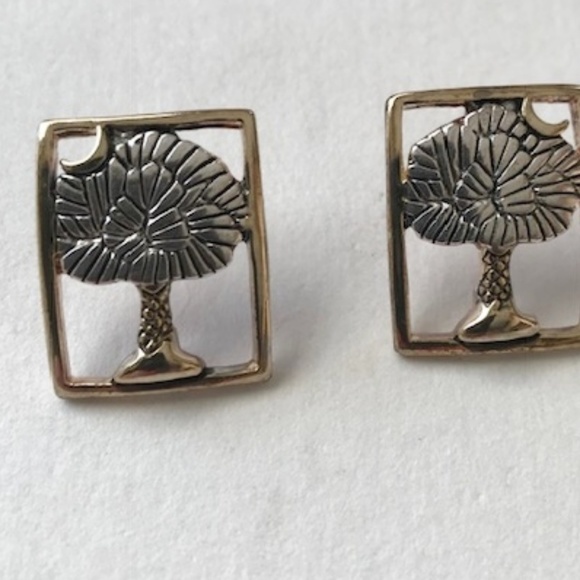 Palm tree Moon Earrings Open Cut Design Retro - Picture 7 of 8